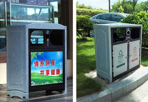 欣方圳仿大理石垃圾桶廠家為清遠高校送貨上門。
