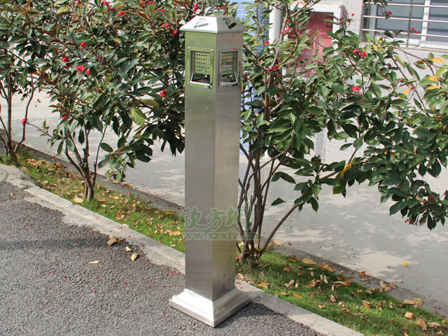 不銹鋼方形滅煙柱-戶(hù)外公共煙灰收集桶