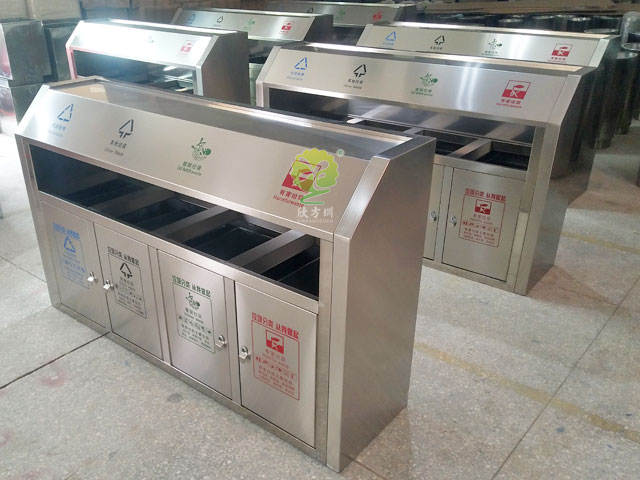 斜切面戶(hù)外不銹鋼四分類(lèi)垃圾桶廠家批發(fā)